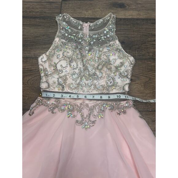 Dancing Queen - 9550 Mock Two-Piece A-Line Short Mini Prom Dress Pink S - Picture 15 of 16